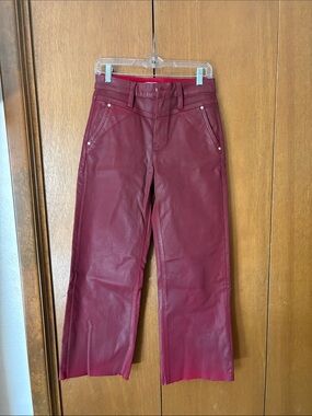Hudson Jeans Wine Red Cropped Leather-Look Jeans